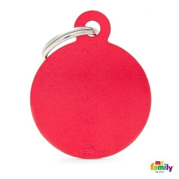 Round Red Dog Name Tag