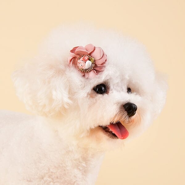 Satin Flower Hair Clip For Dogs