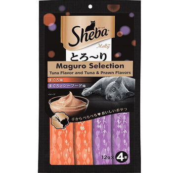 Sheba Tuna Flavor and Tuna & Prawn Maguro Selection Melty Premium Cat Treat