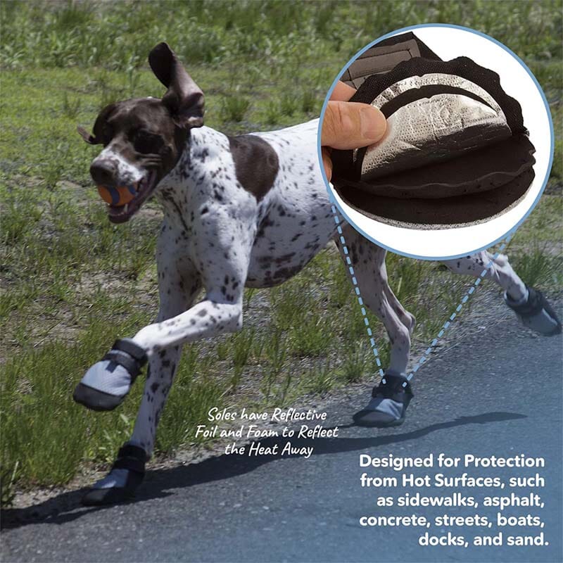 Ultra Paws Silver cool dog shoes' sole is made of recycled rubber for durability. 