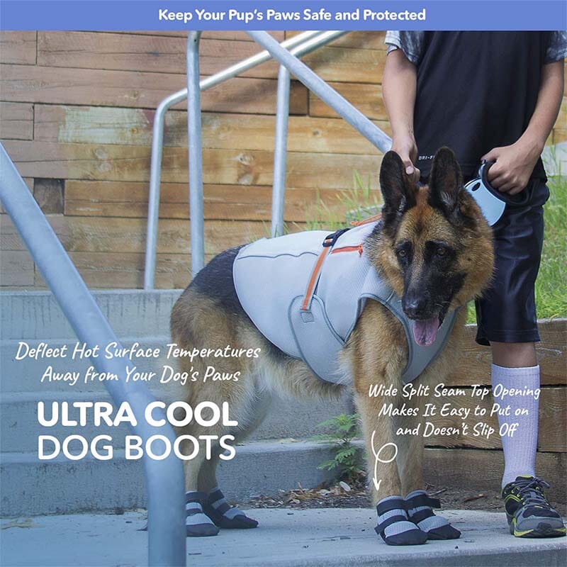 Ultra Paws Silver Cool Dog Shoes are Designed as Reflective on the back and swirl on the front for visibility.