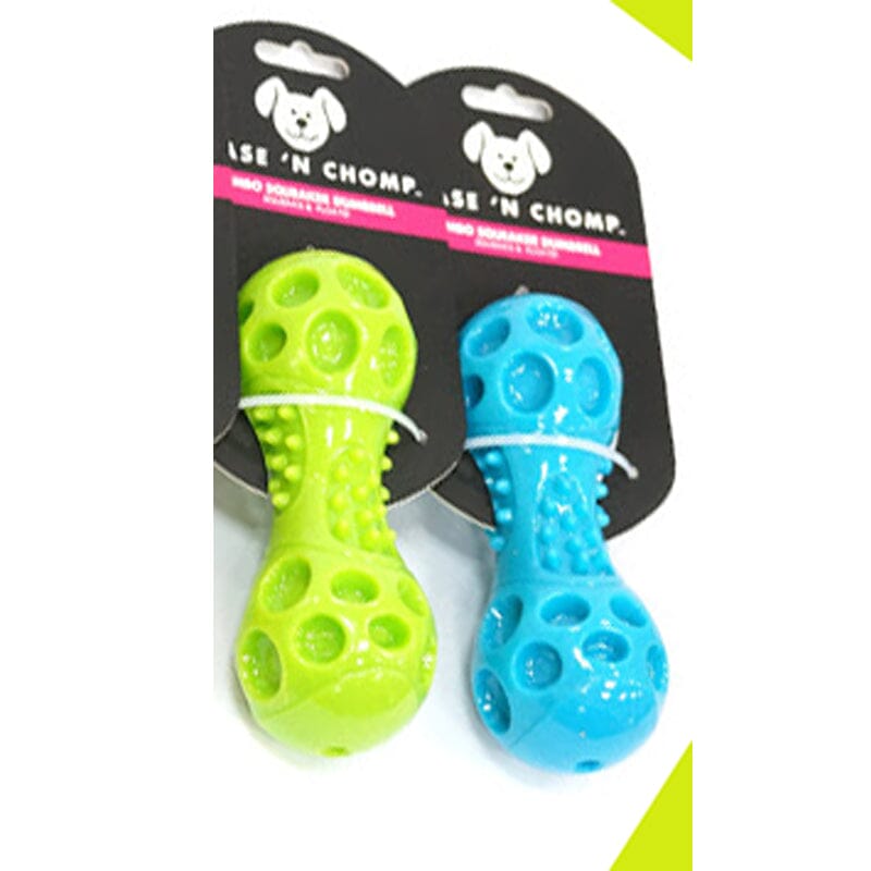 Squeaker Dumbbell Floating Dog Toy By Chase 'N Chomp is  Promotes healthy teeth and gums.