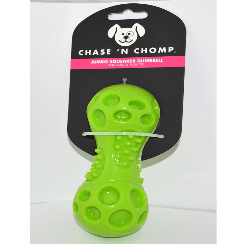 Squeaker Dumbbell Floating Dog Toy By Chase 'N Chomp is Ideal for chewing and occupies energetic dogs.