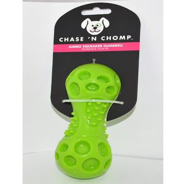 Squeaker Dumbbell Floating Dog Toy By Chase 'N Chomp is Ideal for chewing and occupies energetic dogs.