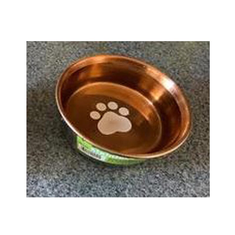 Van Ness Decorated Stainless Cat Dish/Bowl is hygienic, high polish, high grade steel.