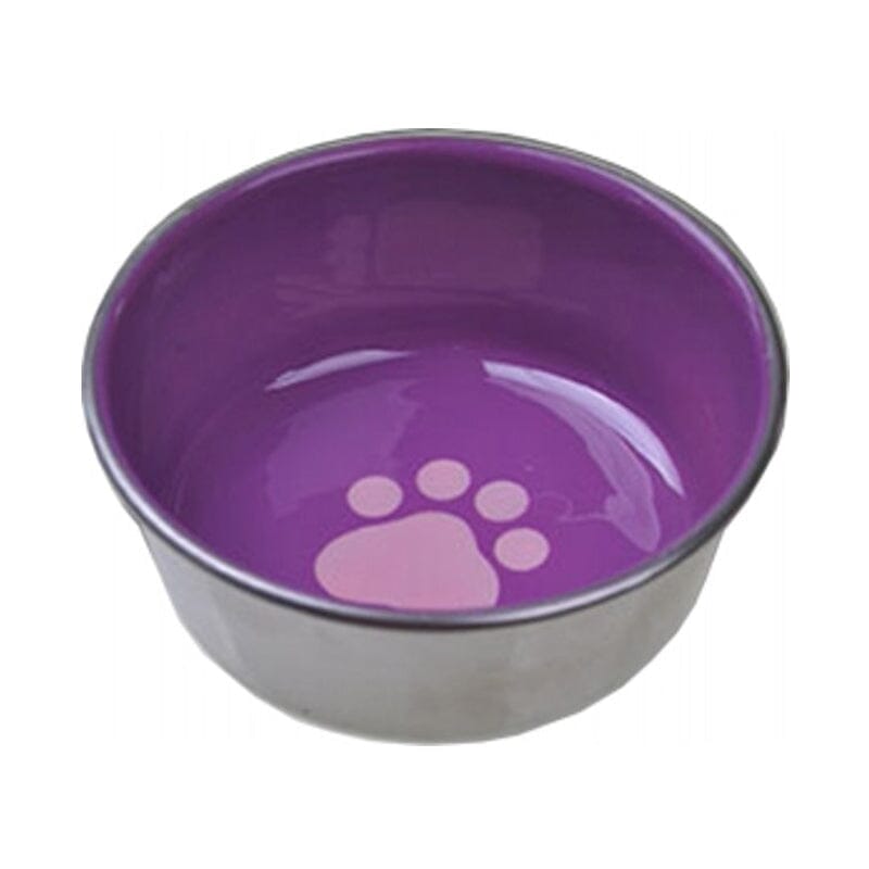 Van Ness Decorated Stainless Cat Dish/Bowl is non-skid rubber on bottom. So, you can keep your pet bowl in place.