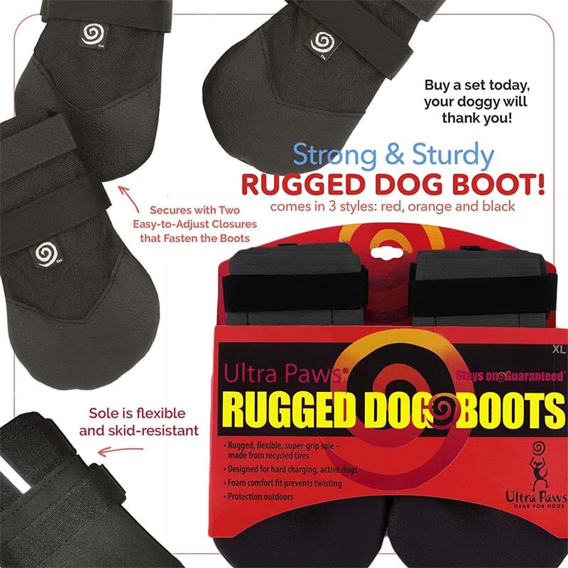 Ultra Paws Rugged/Durable Dog Shoes with foam ensure your dog is comfortable when Velcro straps are tight and secured.