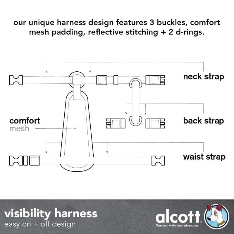 Alcott Essential Visibility Harness with Reflective Accents with easy on-off design.