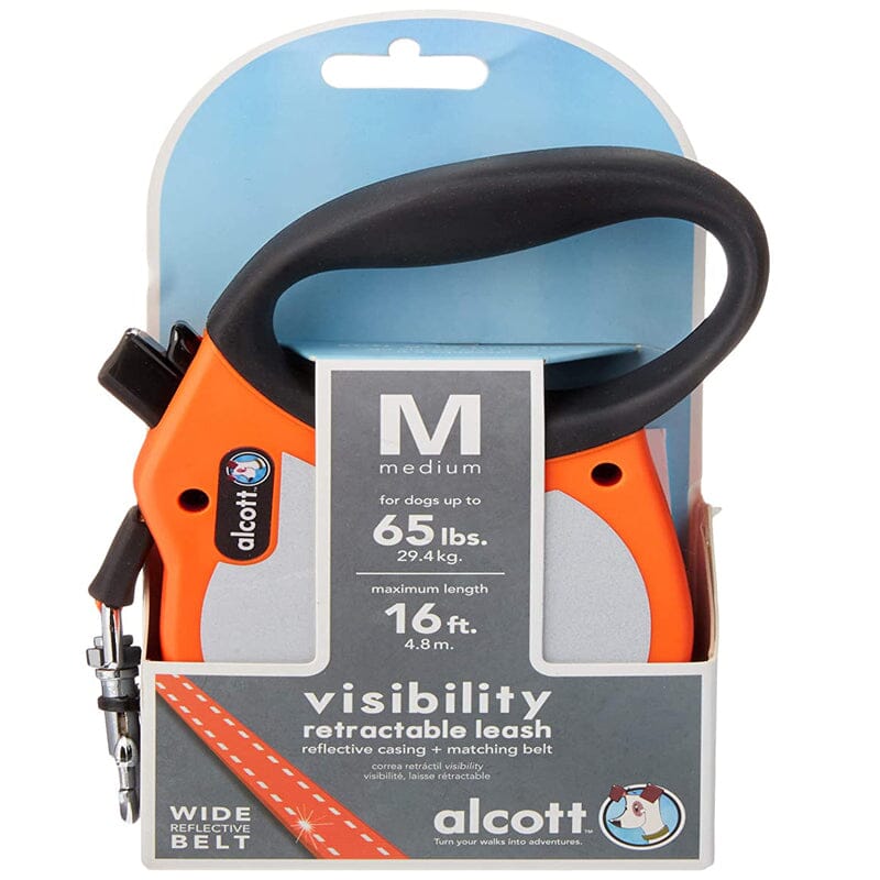 Visibility Retractable Reflective Belt Leash, 16' Long