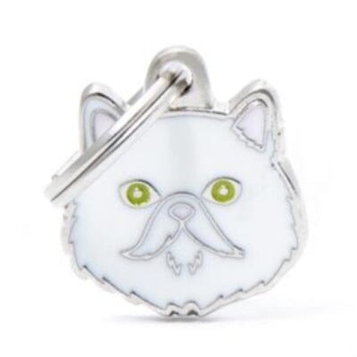 White Persian Cat Name ID Tags are available at PawsnCollars.com
